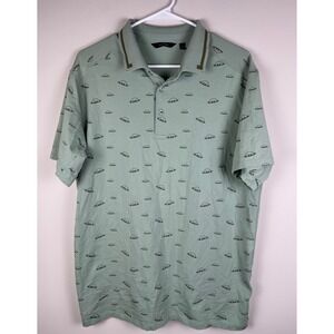 RADMOR‎ Green Alien UFO Print Short Sleeve Golf Polo Shirt Made in Peru Mes L